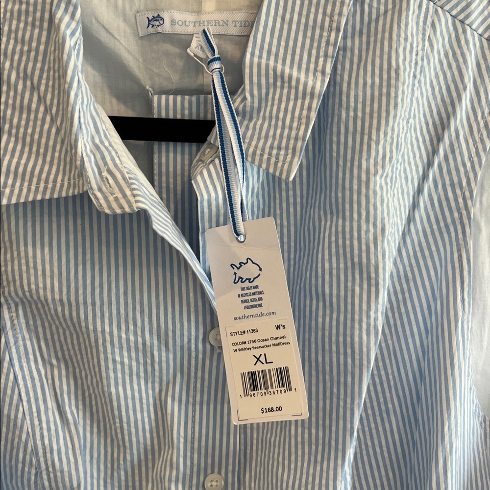 Southern Tide Light Blue Sleeveless Midi Shirt Dress - Picture 6 of 8